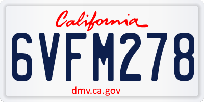 CA license plate 6VFM278