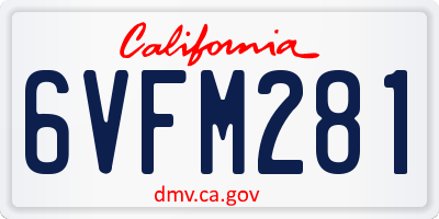 CA license plate 6VFM281