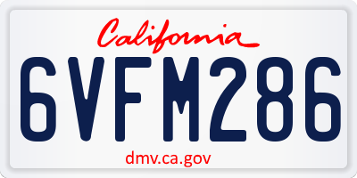 CA license plate 6VFM286