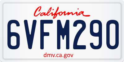 CA license plate 6VFM290