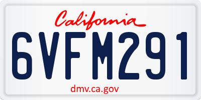 CA license plate 6VFM291