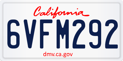 CA license plate 6VFM292