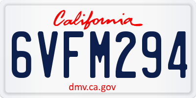 CA license plate 6VFM294