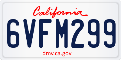 CA license plate 6VFM299
