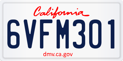 CA license plate 6VFM301