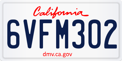 CA license plate 6VFM302