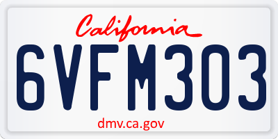 CA license plate 6VFM303