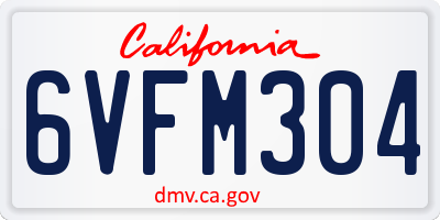 CA license plate 6VFM304