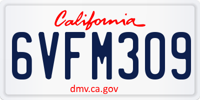 CA license plate 6VFM309