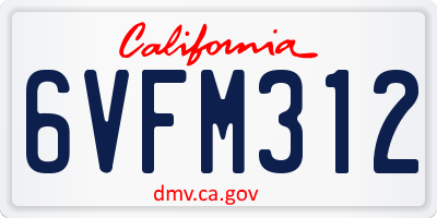 CA license plate 6VFM312