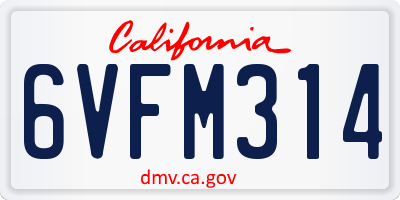 CA license plate 6VFM314