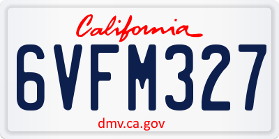 CA license plate 6VFM327
