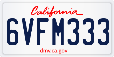 CA license plate 6VFM333