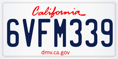 CA license plate 6VFM339