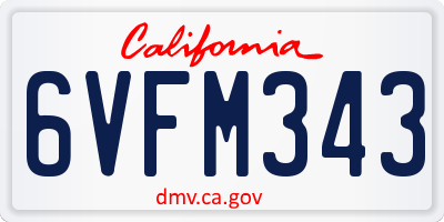 CA license plate 6VFM343