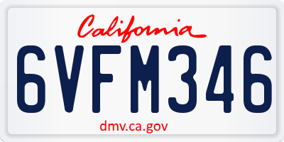 CA license plate 6VFM346