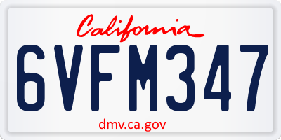 CA license plate 6VFM347