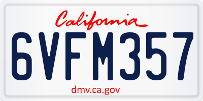 CA license plate 6VFM357
