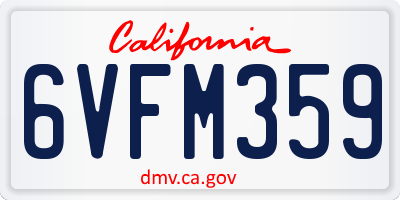 CA license plate 6VFM359