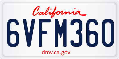 CA license plate 6VFM360