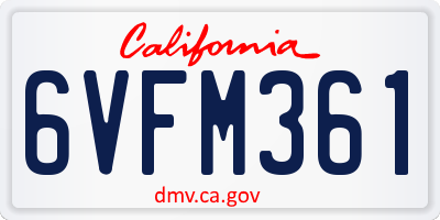 CA license plate 6VFM361