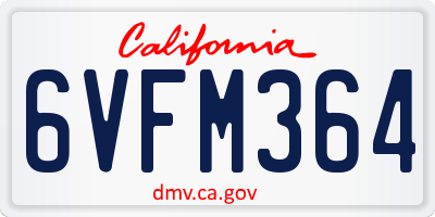 CA license plate 6VFM364