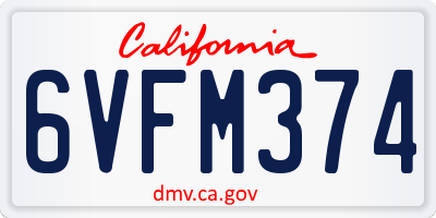 CA license plate 6VFM374