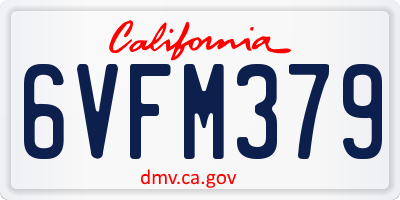 CA license plate 6VFM379