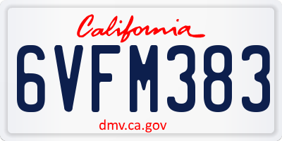 CA license plate 6VFM383