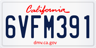 CA license plate 6VFM391