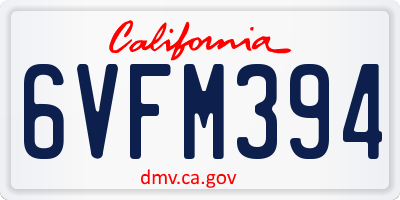 CA license plate 6VFM394