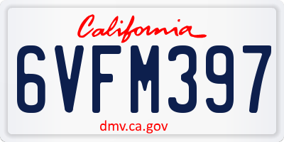 CA license plate 6VFM397