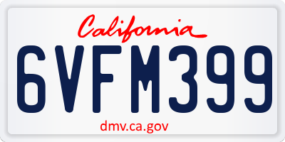 CA license plate 6VFM399