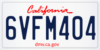 CA license plate 6VFM404