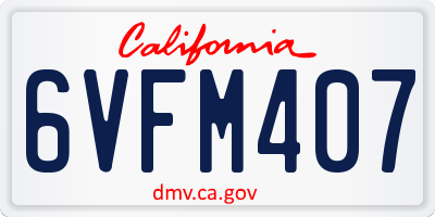 CA license plate 6VFM407