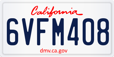 CA license plate 6VFM408
