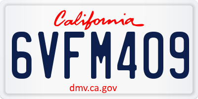CA license plate 6VFM409