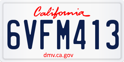 CA license plate 6VFM413