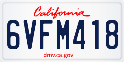 CA license plate 6VFM418