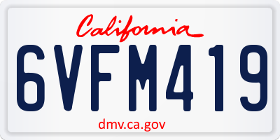 CA license plate 6VFM419