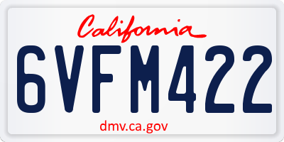 CA license plate 6VFM422