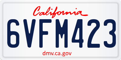CA license plate 6VFM423