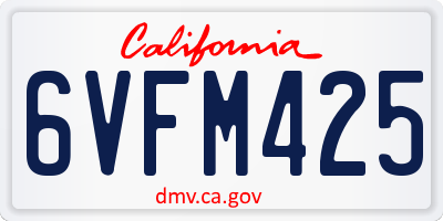 CA license plate 6VFM425