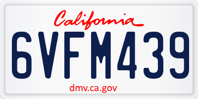 CA license plate 6VFM439