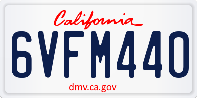 CA license plate 6VFM440