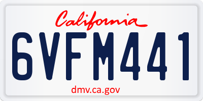 CA license plate 6VFM441