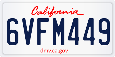 CA license plate 6VFM449