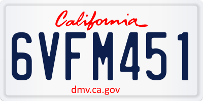 CA license plate 6VFM451