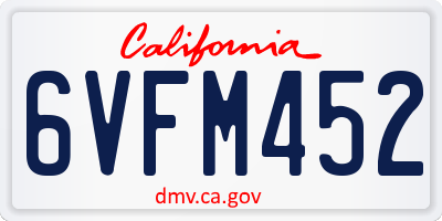 CA license plate 6VFM452