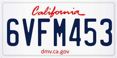 CA license plate 6VFM453